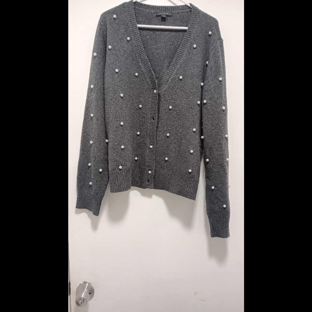 Ann Taylor XL Dark Grey Pearlized Cardigan Sweater (NOT NEW)